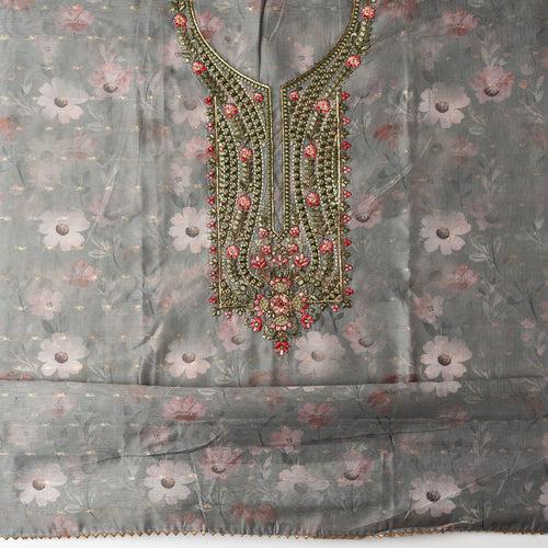 Silk Embroidered Party Wear Dress Material (Pastel Green)