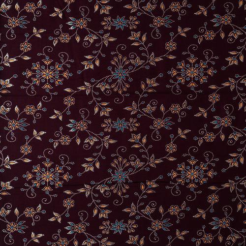 Rayon Gold Color Printed Fabric (Brown)