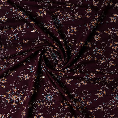 Rayon Gold Color Printed Fabric (Brown)
