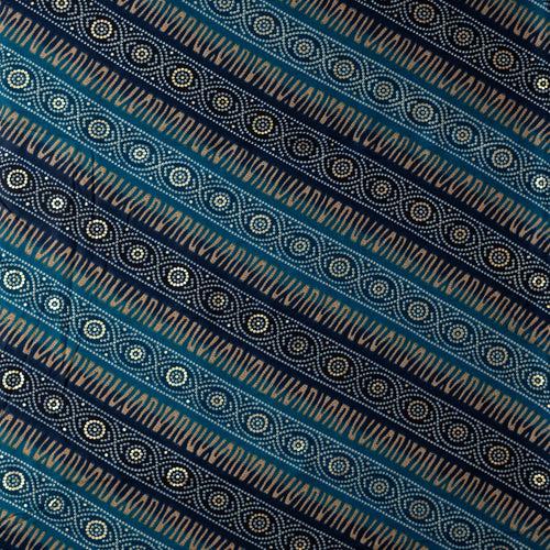 Rayon Gold Color Printed Fabric (Blue)