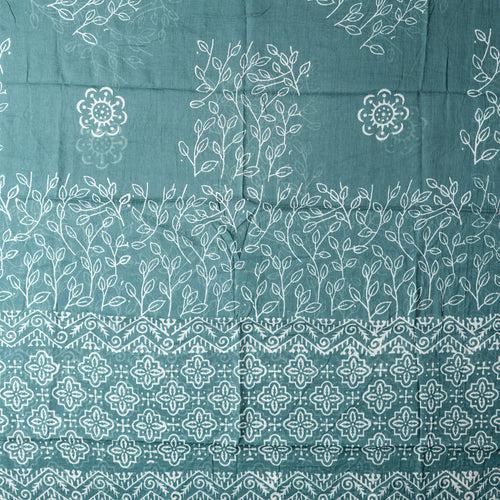 Cotton Katha Work Dress Material (Dark Green)