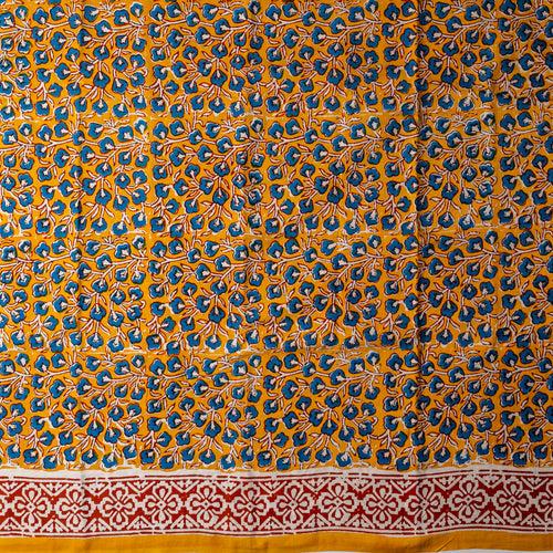 Hand Block Printed Cotton Dress Material (Yellow)