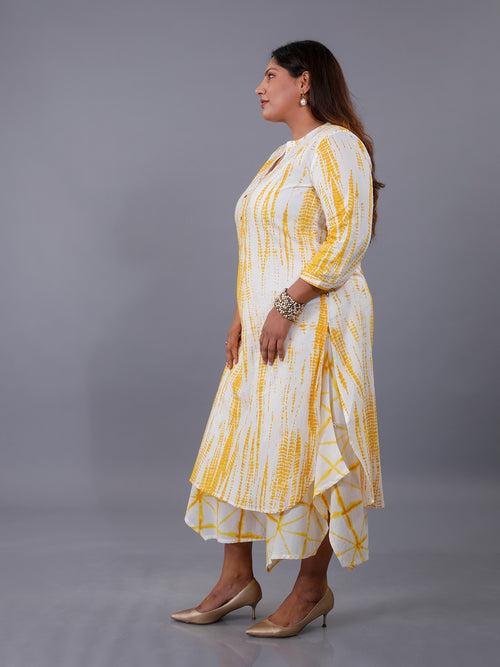 Cotton Yellow Shibori Print Straight Kurta