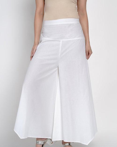 Basic Cotton White Asymmetrical Pant