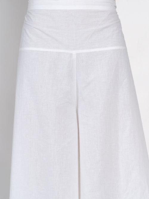 Basic Cotton White Asymmetrical Pant