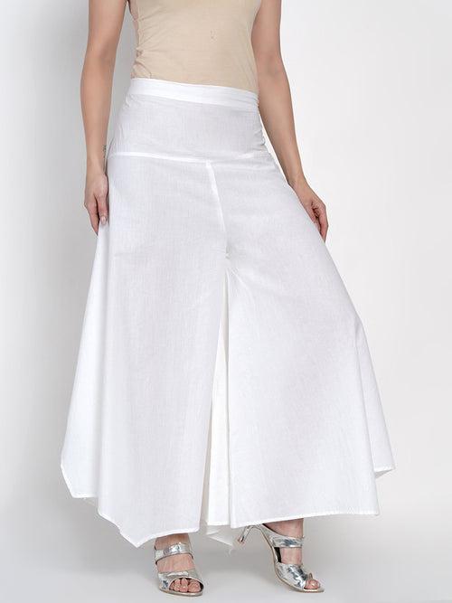 Basic Cotton White Asymmetrical Pant