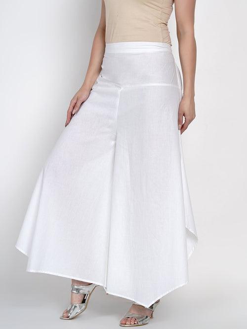 Basic Cotton White Asymmetrical Pant