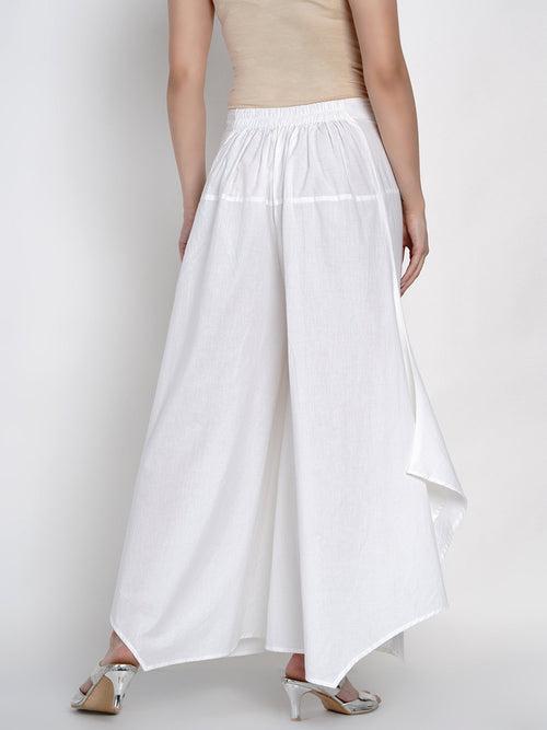 Basic Cotton White Asymmetrical Pant