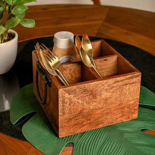 Rugged Wood Cutlery Caddy/Holder