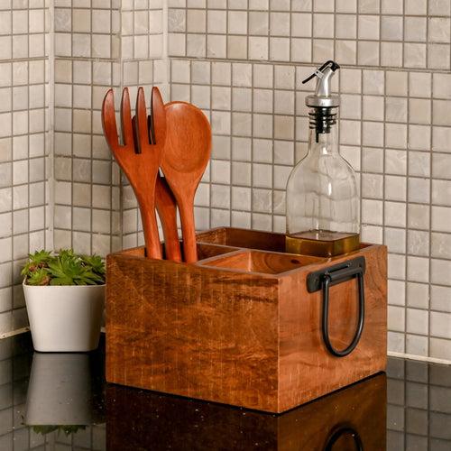 Rugged Wood Cutlery Caddy/Holder