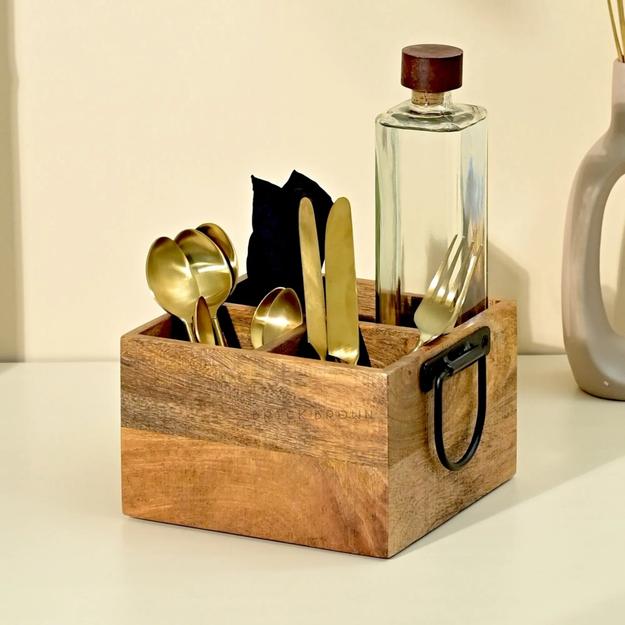 Rugged Wood Cutlery Caddy/Holder