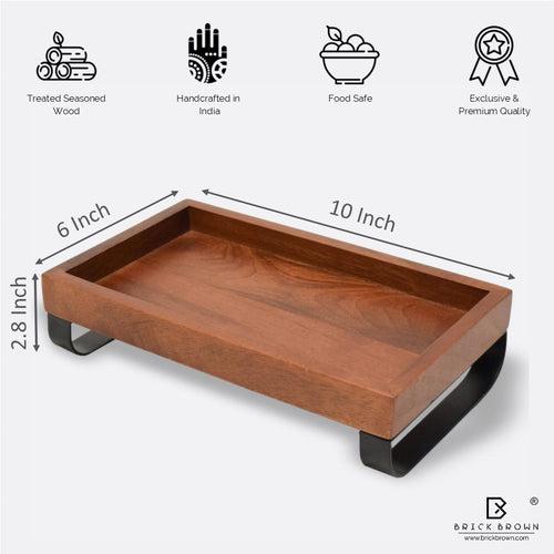 Serving Tray with Metal Stand from Mahogany Collection (Small)