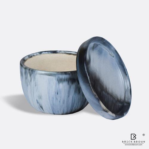 Planters with Base in Marble Texture - Set of 2