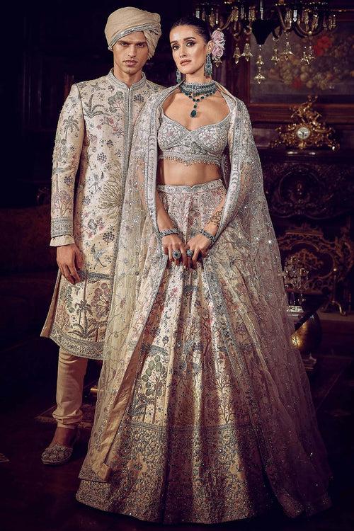 The Wanderlust Peach Sky Masai Lehenga