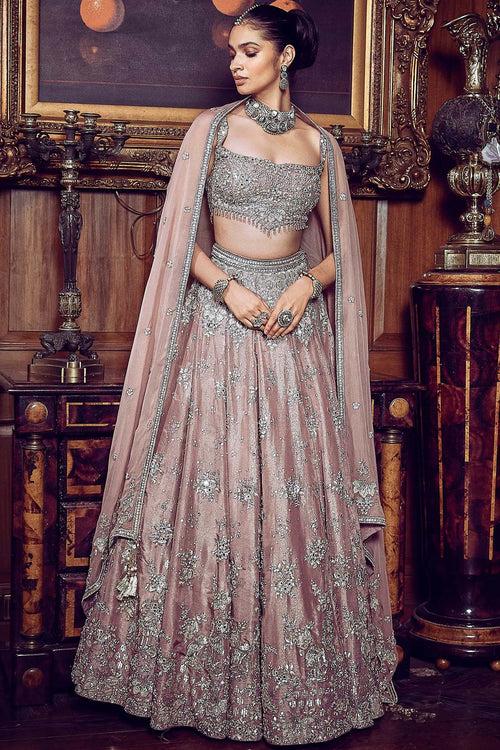 French Rose Aurum Tissue Lehenga