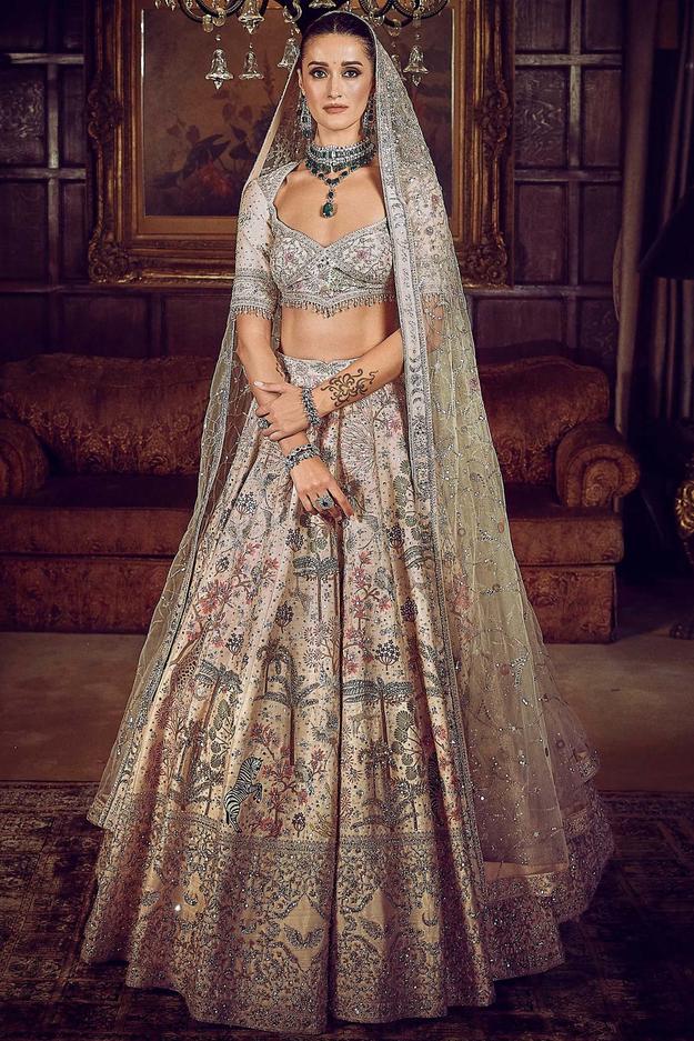 The Wanderlust Peach Sky Masai Lehenga