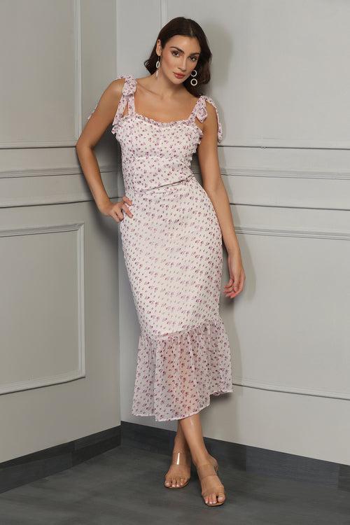 Sweet Blossom Midi Dress in Pink