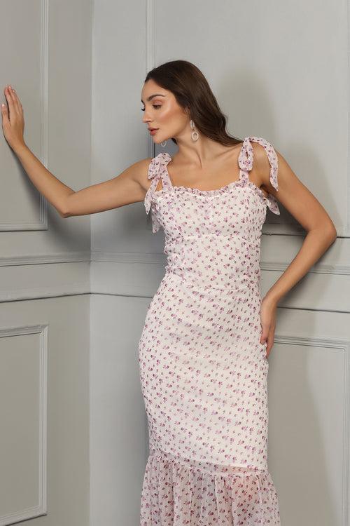 Sweet Blossom Midi Dress in Pink