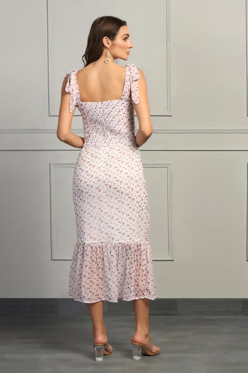 Sweet Blossom Midi Dress in Pink