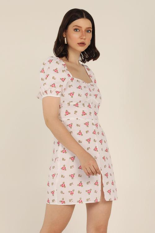 Ditsy Floral dress in White