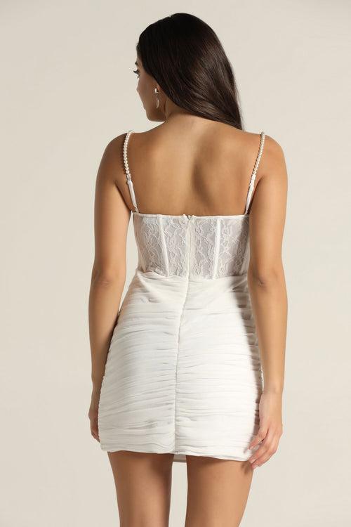 Pearl Strap Ruched Corset Dress