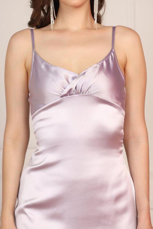 Mini satin slip dress: Lavender