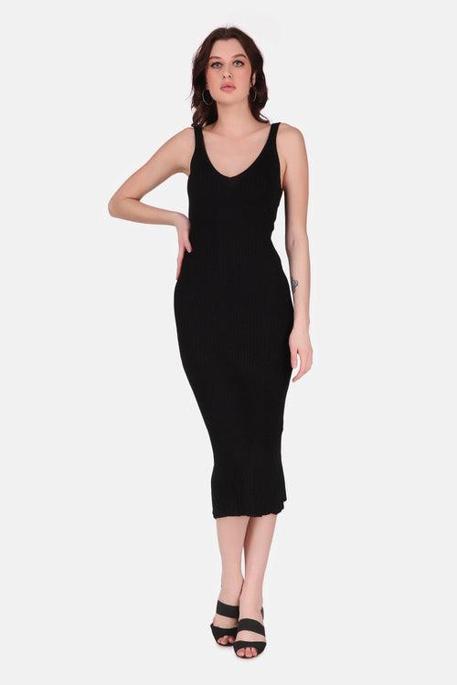 Knit Midi Dress - Black