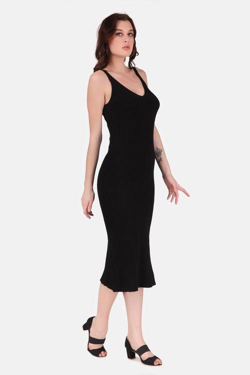 Knit Midi Dress - Black