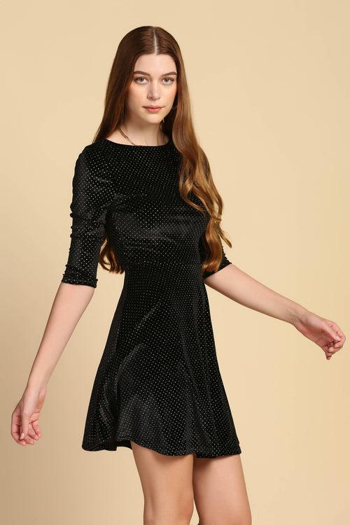 Velvet Stud Fit n' Flare Dress