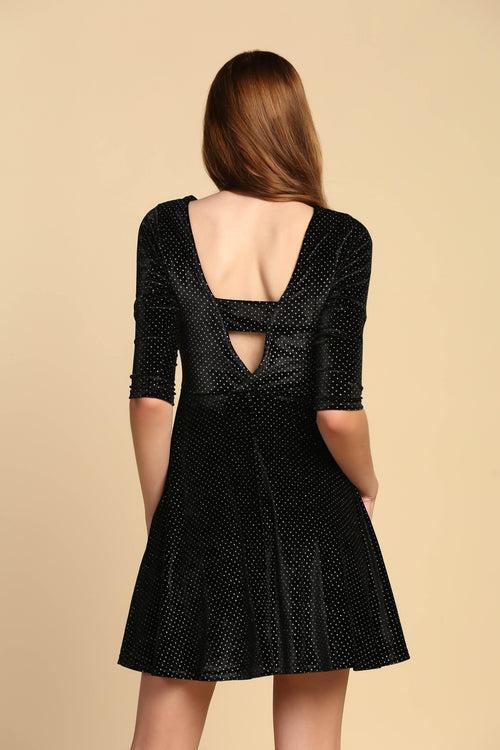 Velvet Stud Fit n' Flare Dress