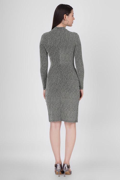 Asymmetric Wrap Dress: Grey