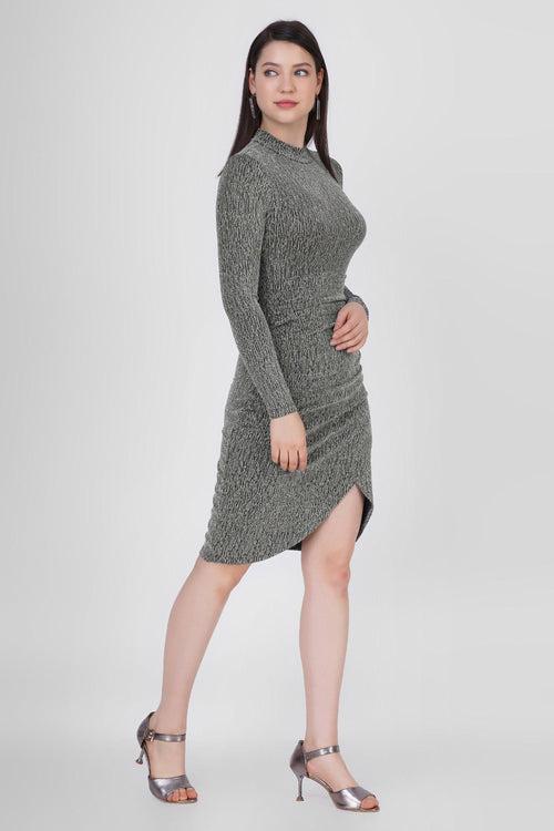 Asymmetric Wrap Dress: Grey