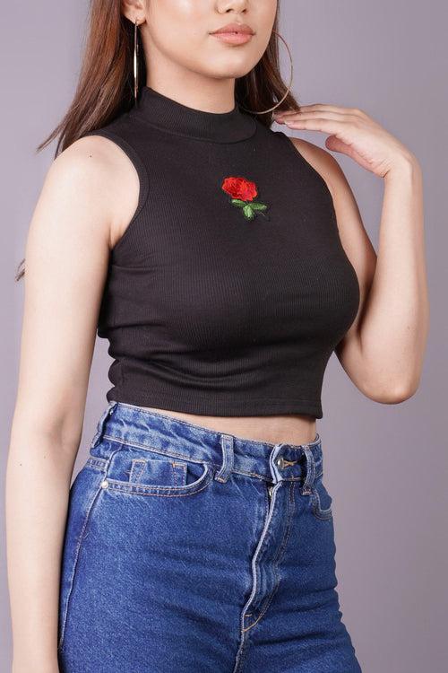 Red Rose Crop Top