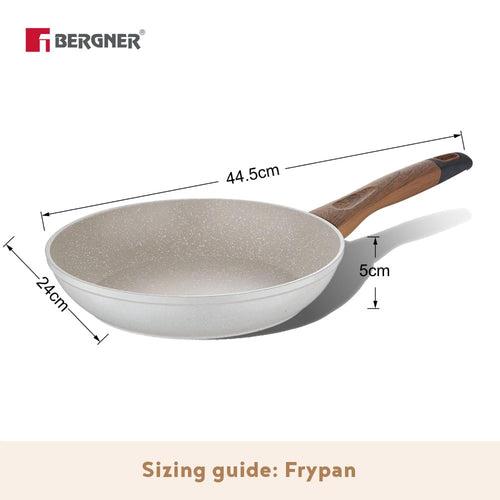 Bergner Naturally Marble Non Stick Frypan | Gas & Induction Compatible | Cream