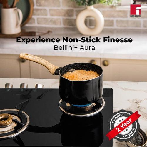 Bergner Bellini Aura Black Non Stick 16 cm Saucepan | Gas & Induction Compatible | Black