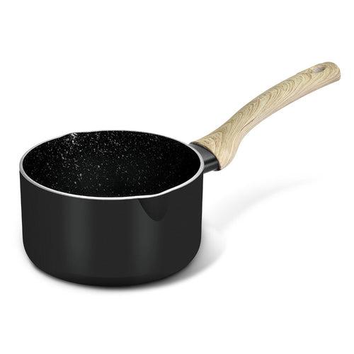 Bergner Bellini Aura Black Non Stick 16 cm Saucepan | Gas & Induction Compatible | Black