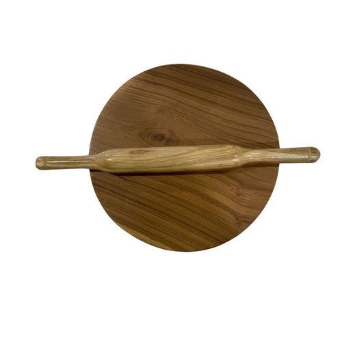 KVG Teak Wood Polpat With Belan | Roti Chakla | Roti Patla | Brown