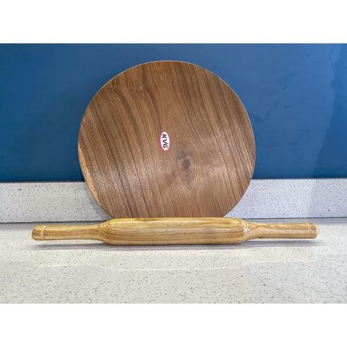 KVG Teak Wood Polpat With Belan | Roti Chakla | Roti Patla | Brown