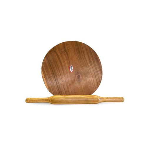 KVG Teak Wood Polpat With Belan | Roti Chakla | Roti Patla | Brown