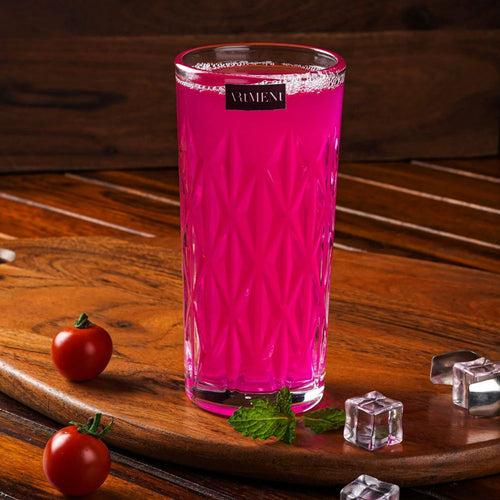 The Artment Elevated Etched 340 ML Highball Glass Set | Transparent | Set of 4 Pcs