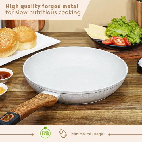 Bergner Naturally Marble Non Stick Frypan | Gas & Induction Compatible | Cream