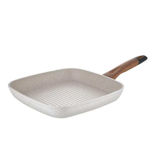 Bergner Naturally Marble Non Stick Grill Pan | Gas & Induction Compatible | Cream
