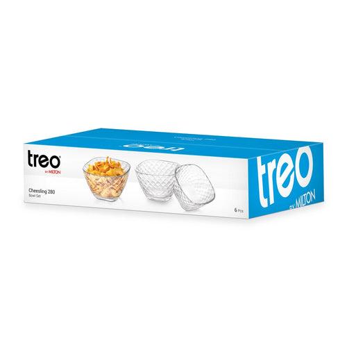 Treo Cheesling 280 ML Bowl Set | Transparent | Set of 6 Pcs