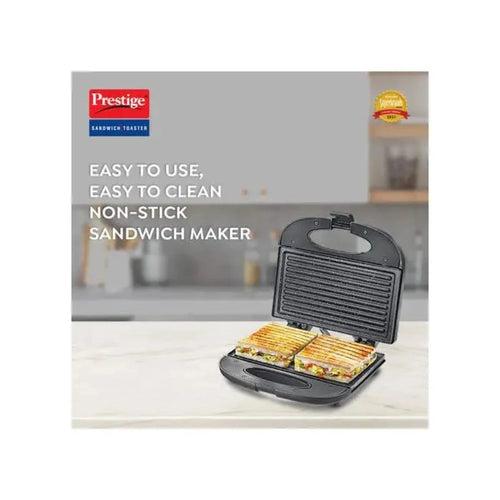 Prestige PGFSP - Spatter Coated Non-stick Sandwich Toasters With fixed Grill Plate | Black