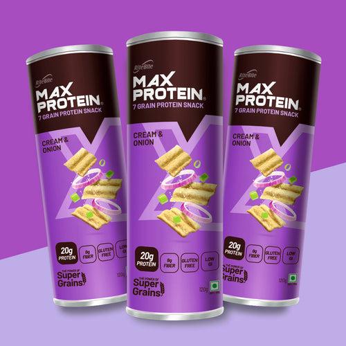 Max Protein Cream & Onion Chips (Pack Of 3)