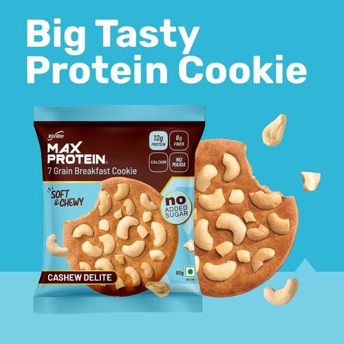 Max Protein Cookies Cashew Delite (Pack of 12) 720g | Zero Added Sugar