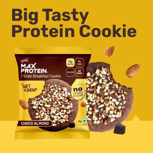 Max Protein Cookies Choco Almond (Pack of 12) 720g | Zero Added Sugar