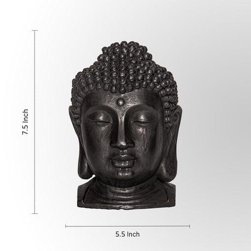 Black Gunmetal Finish Buddha Head Sculpture Decor