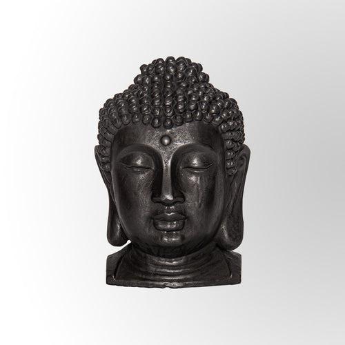 Black Gunmetal Finish Buddha Head Sculpture Decor