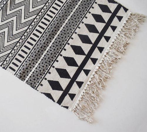 Aztec Print Hand Woven Cotton Bedside Floor Runner